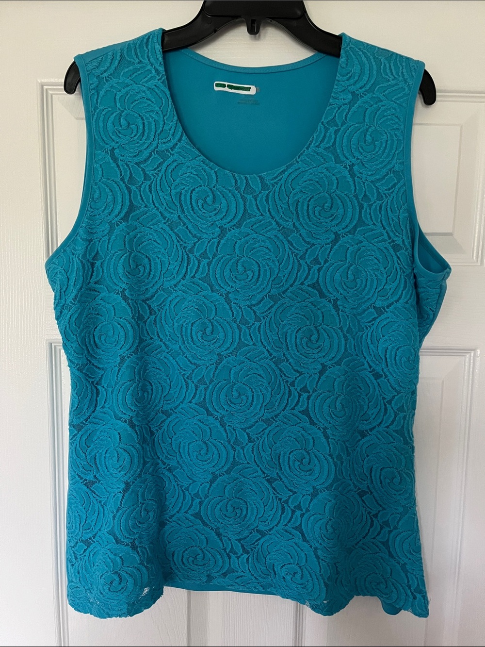 Boho Cottagecore Lace Teal Tank Top
